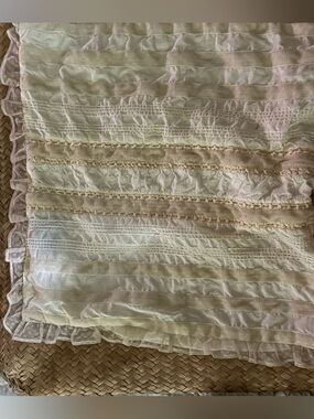 Vintage Ralph Lauren Lace Cream Throw Boudoir Pillow , Button Closure 16” By 16”